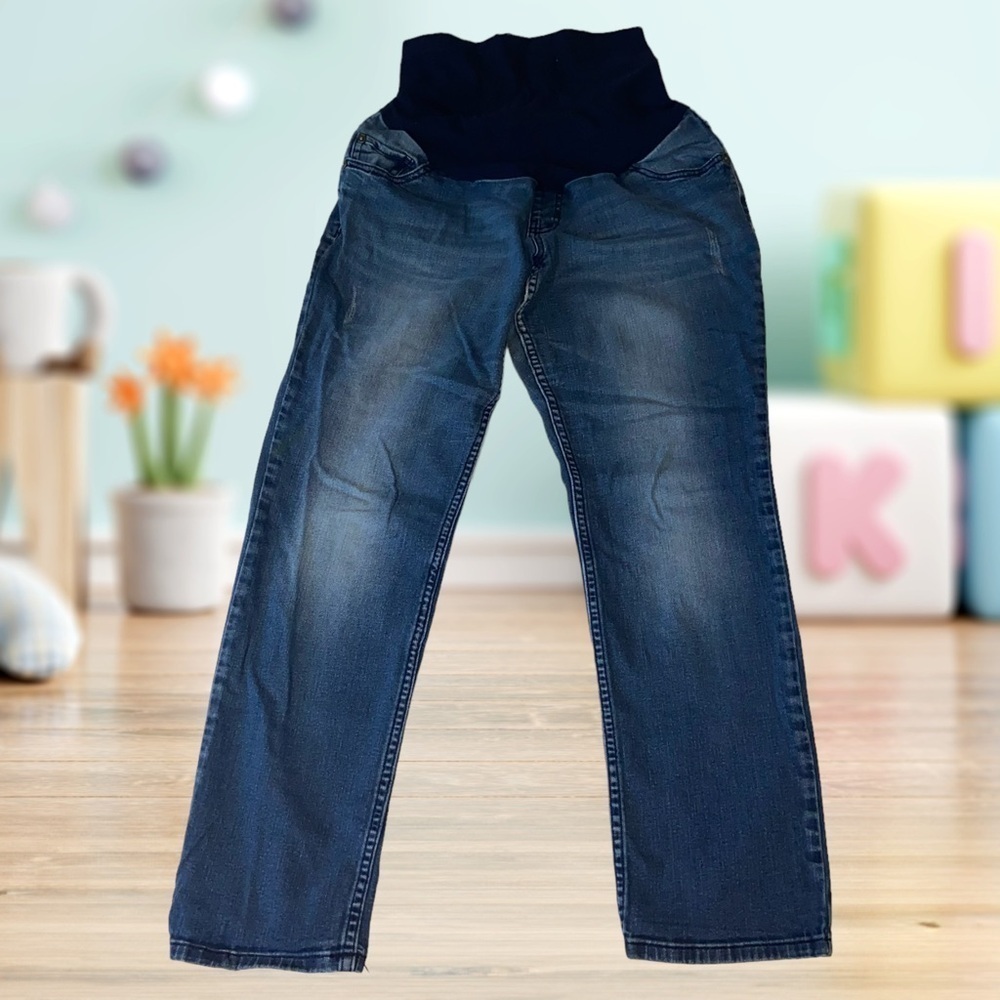 Indigo Blue Women’s Maternity  size Medium Straight Cut Distressed